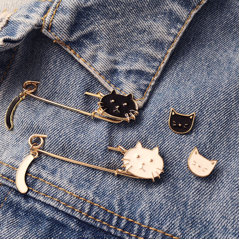 rinhoo new trendy lovely small cat wagging tail brooches animal